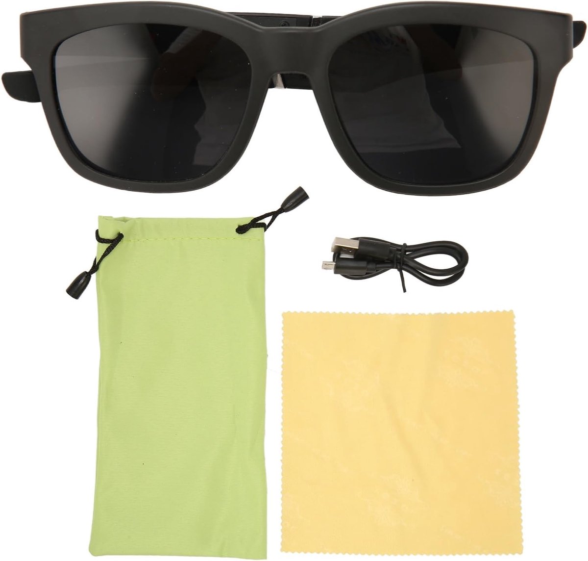 SnelShoppen - Draadloze Bone Conduction Zonnebril 5.0 met HD Microfoon, Lange Batterijduur voor Autorijden, Strand en Vakantie (Zwart)