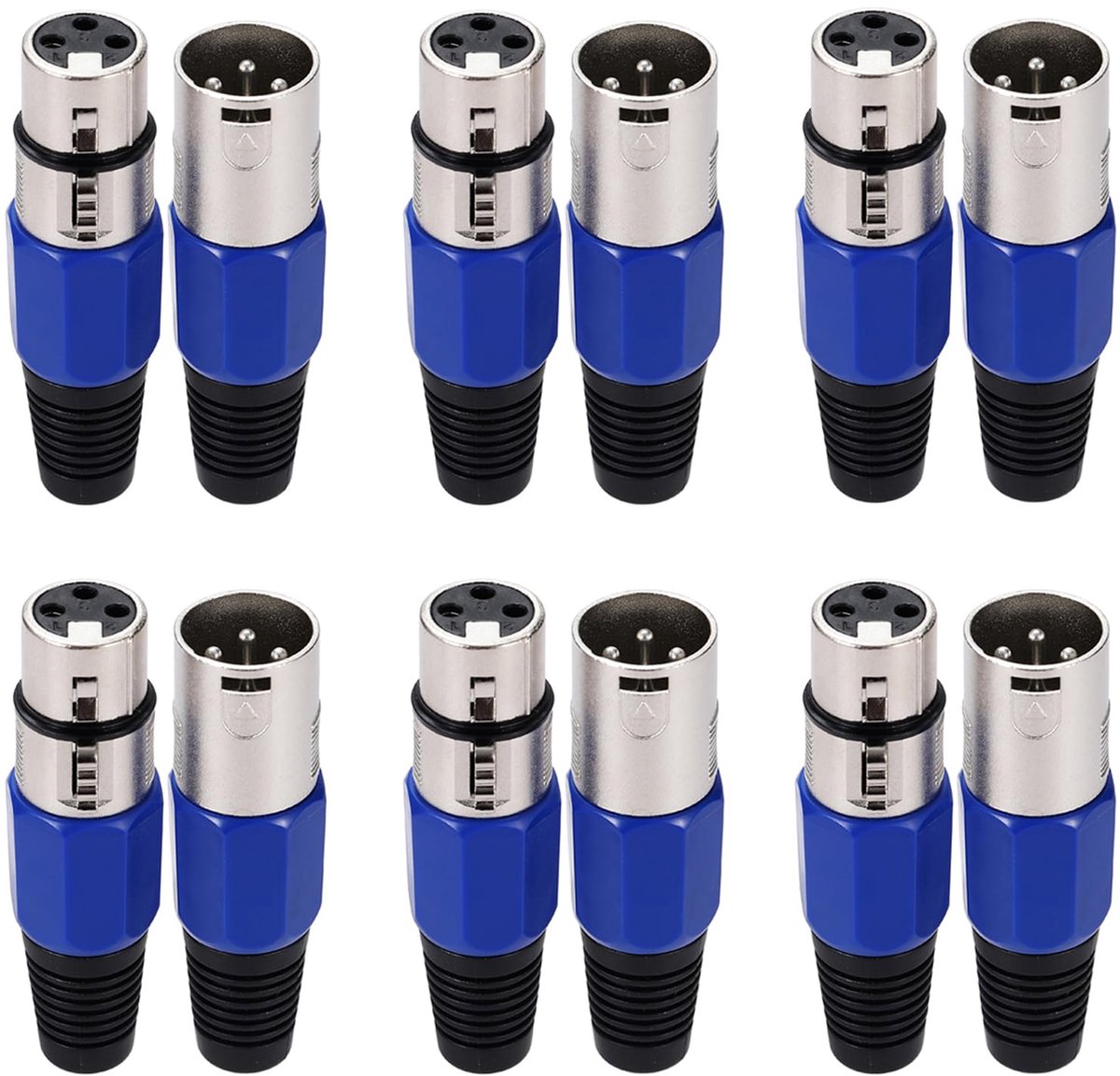 SnelShoppen - 12 Pack 3 Polige XLR Connectoren, Male/Female XLR Plug en Socket voor DMX Signaal en Audio Microfoon, Duurzaam en Hoogwaardige Geluidskw