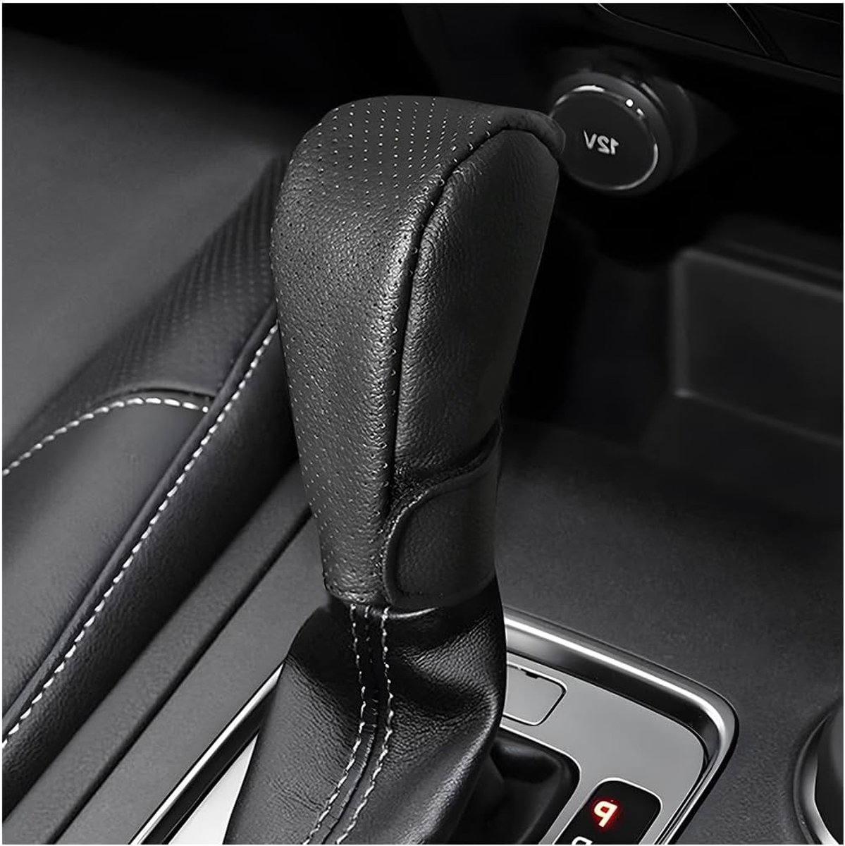 SnelShoppen - JNNJ Versnellingspook Knop Cover - Antislip, Hoogwaardige PU Leer, Zwart, Comfortabel en Duurzaam Auto Accessoire