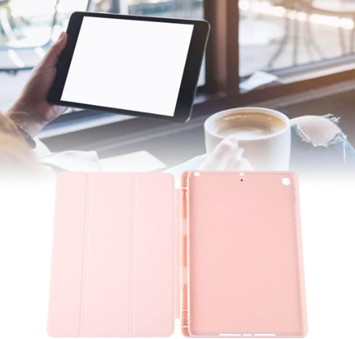SnelShoppen - 10.2 Inch Tablet Hoes, Automatische Slaapfunctie, Zachte TPU, Nauwkeurige Uitsparingen, Potloodhouder, Magnetische Hoes voor IOS Tablet