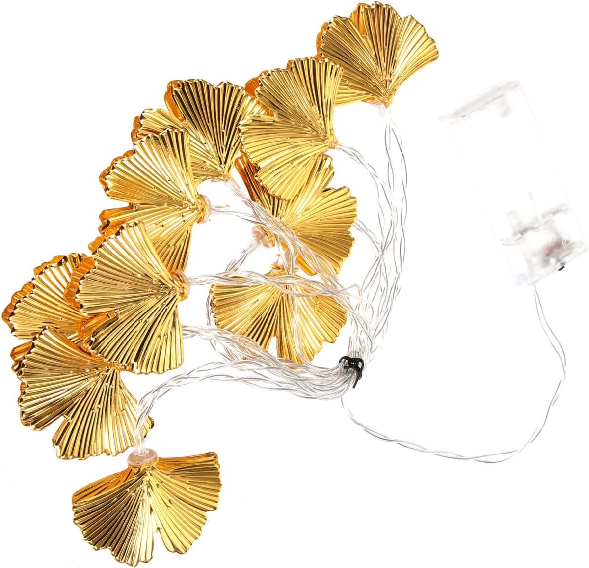 SnelShoppen - Ginkgo Blad Lichtketting - Gouden Blad Lichtketting met 10 LED Warm Wit - Decoratieve Bladslinger voor Tuin, Bruiloft, Feest en Woonkame