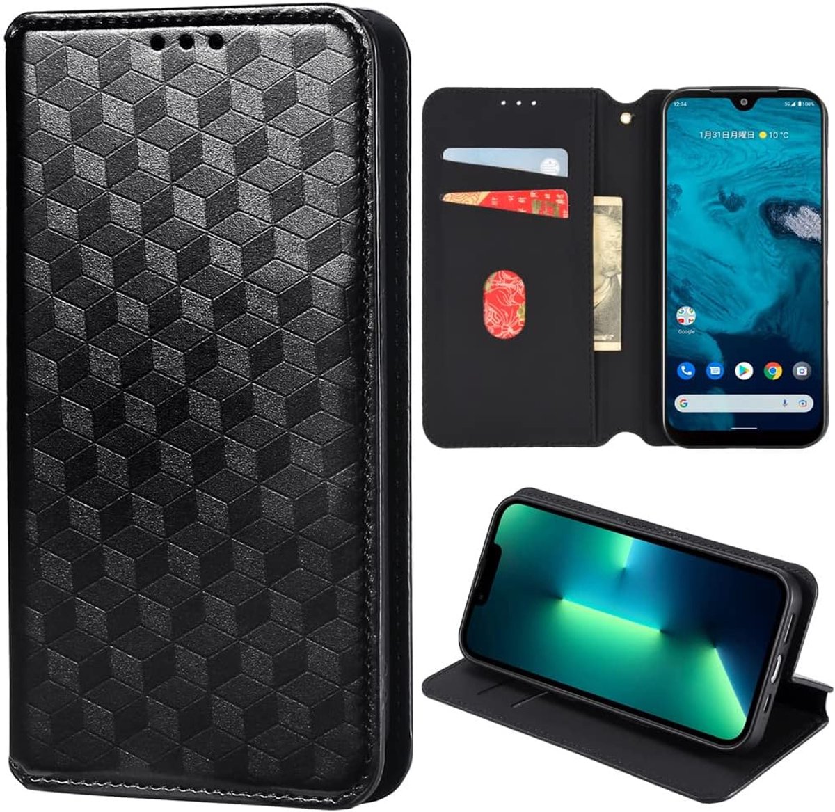 SnelShoppen - Cat S75 Wallet Case - PU Leren Flip Case Cover voor Cat S75, Duurzaam en Flexibel, Geschikt voor Dagelijks Gebruik, Zwart