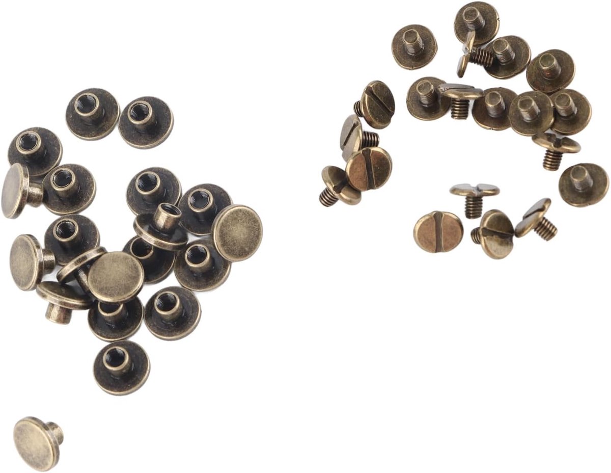 SnelShoppen - 20 Sets Platte Kop Nieten - Koper Rivets Schroeven Moeren Spijkers - Duurzame Leeraccessoires 5mm - DIY Reparatie en Creatief Gebruik