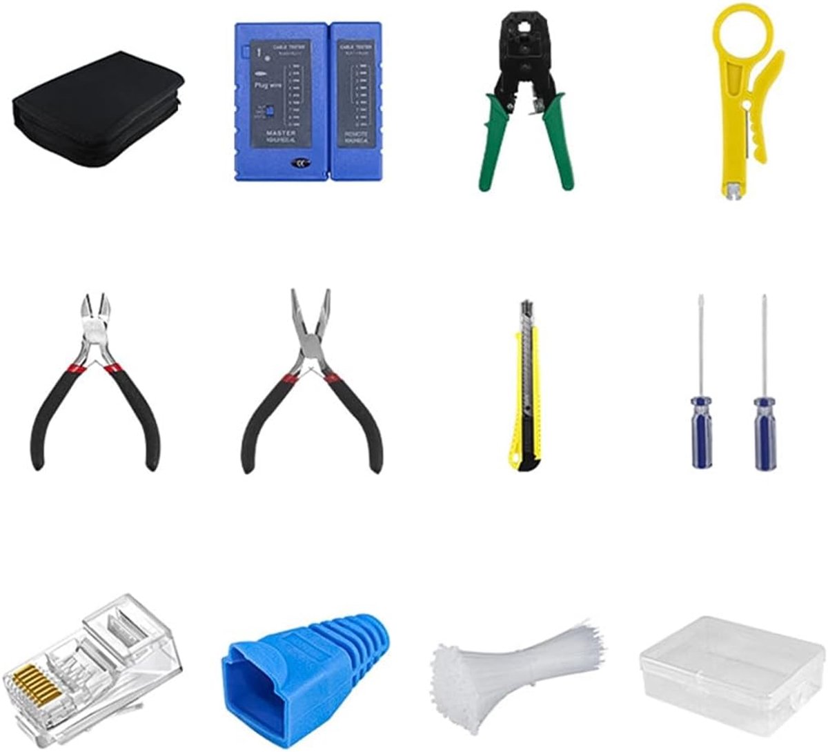 SnelShoppen - Professionele Netwerk Reparatie en Installatie Toolkit - 9 Essentiële Gereedschappen voor Computer Onderhoud, Duurzaam en Betrouwbaar, H