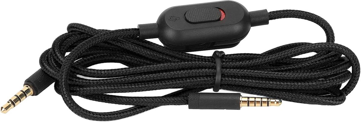 SnelShoppen - Universele Gaming Headset Kabel met Volume Controle - Woven Geluidskabel voor G Pro G Pro X G433 G233 - Zwart - Verbeterde Geluidskwalit