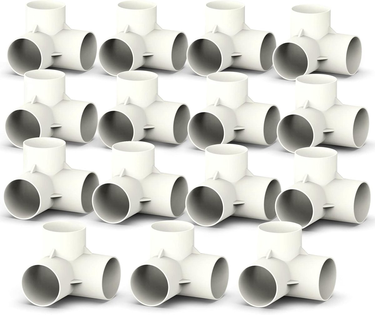 15Pcs 32mm 3 Way T Shaped PVC White Pipe Connector Greenhouse Fittings, Coupling Water Pipe Adapter - ShopVlot