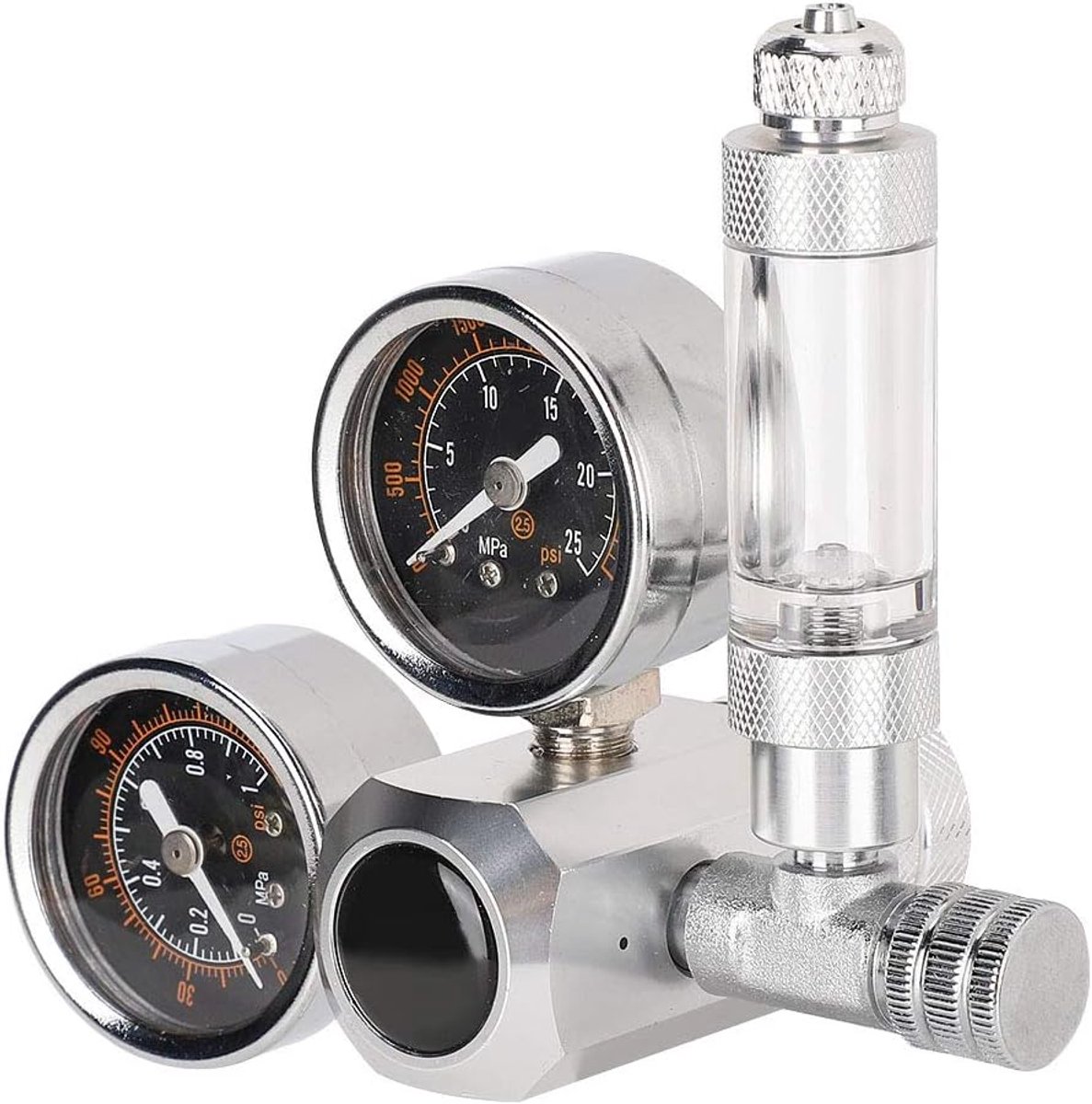 SnelShoppen - CO2 Dispenser voor Aquaria, CO2 Controller voor Waterplanten met Verstelbare Druk, Dubbele Display CO2 Regulator, Inclusief Blazen Telle