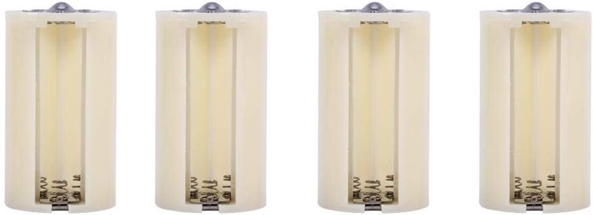 SnelShoppen - Batterijhouder Adapter & Converter 6 x 3.3 cm - 4 Stuks - 1 AA, 2 AA, 3 AA naar D Batterij Converter Case - Ideaal voor Camping, Feest e
