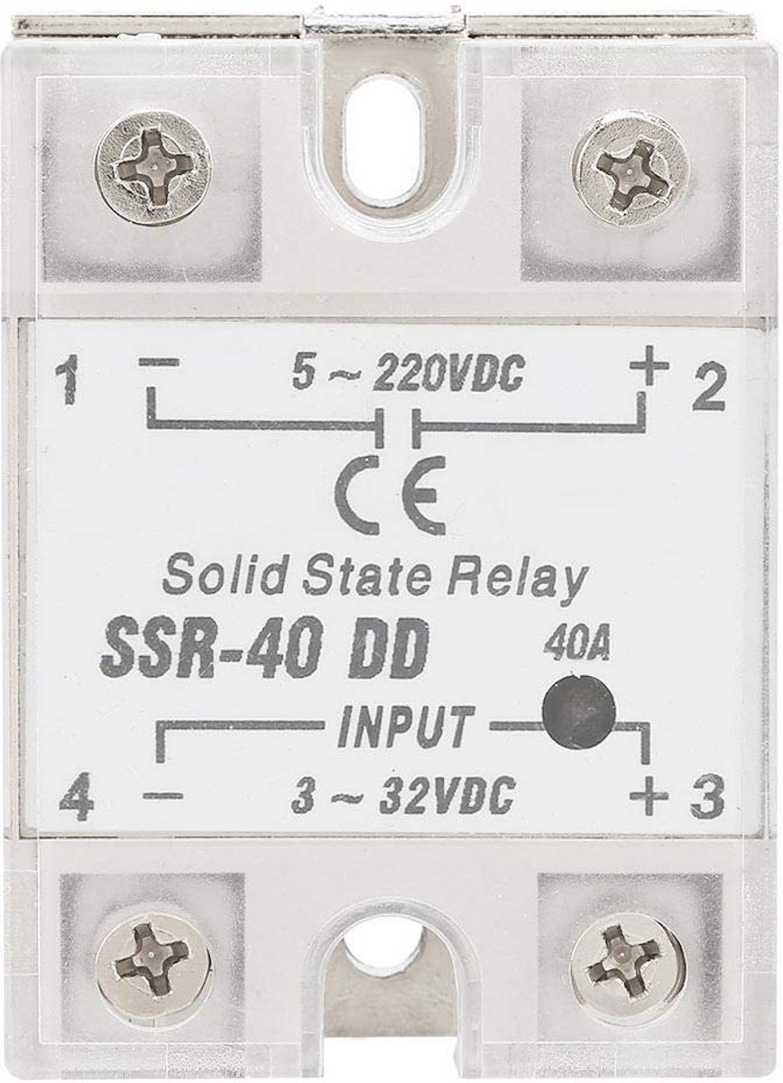 SnelShoppen - SSR-40 DD 40A 5-220VDC Solid State Relais voor Automatisering, Hoge Prestaties, Geluidsloos, Antivibratie, Lange Levensduur