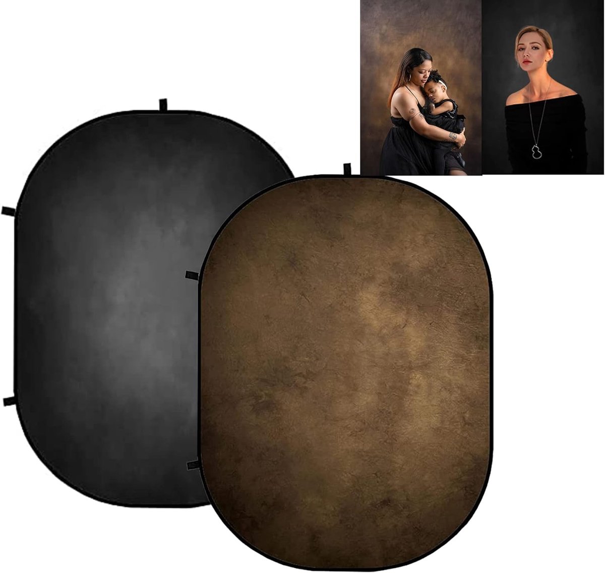 SnelShoppen - Vouwbare Pop Up Foto Achtergrond voor Fotografie Bruin/Zwart Dubbelzijdig Inklapbaar Foto Achtergrond 1.5x2m Fotostudio Accessoires