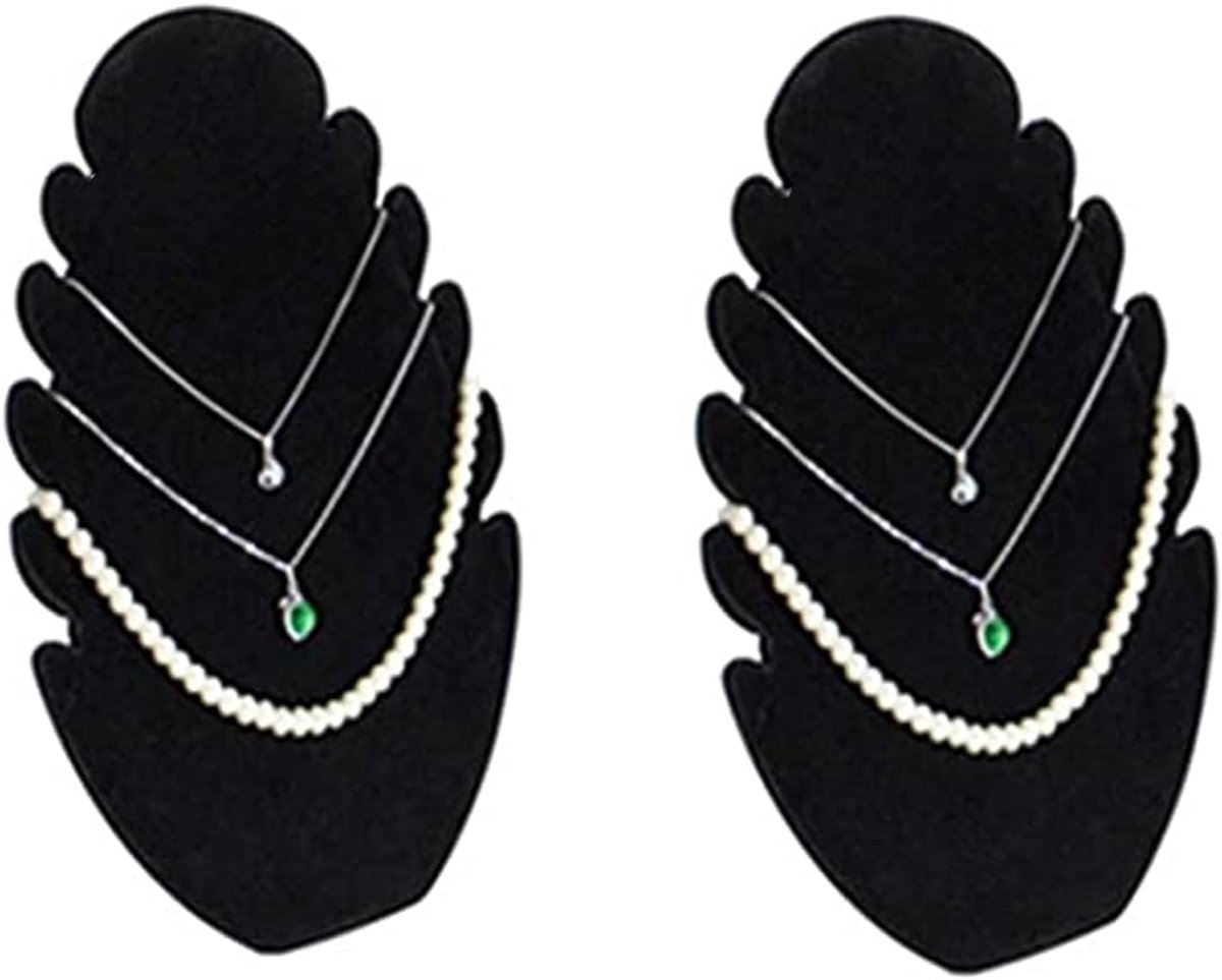 SnelShoppen - 2 Stuks Velvet Kettingen, Hangers voor Sieraden, Sieraden Dozen, Organizers voor Het Ophangen van Kettingen, Zwart, Luxe, Zacht, Elegant