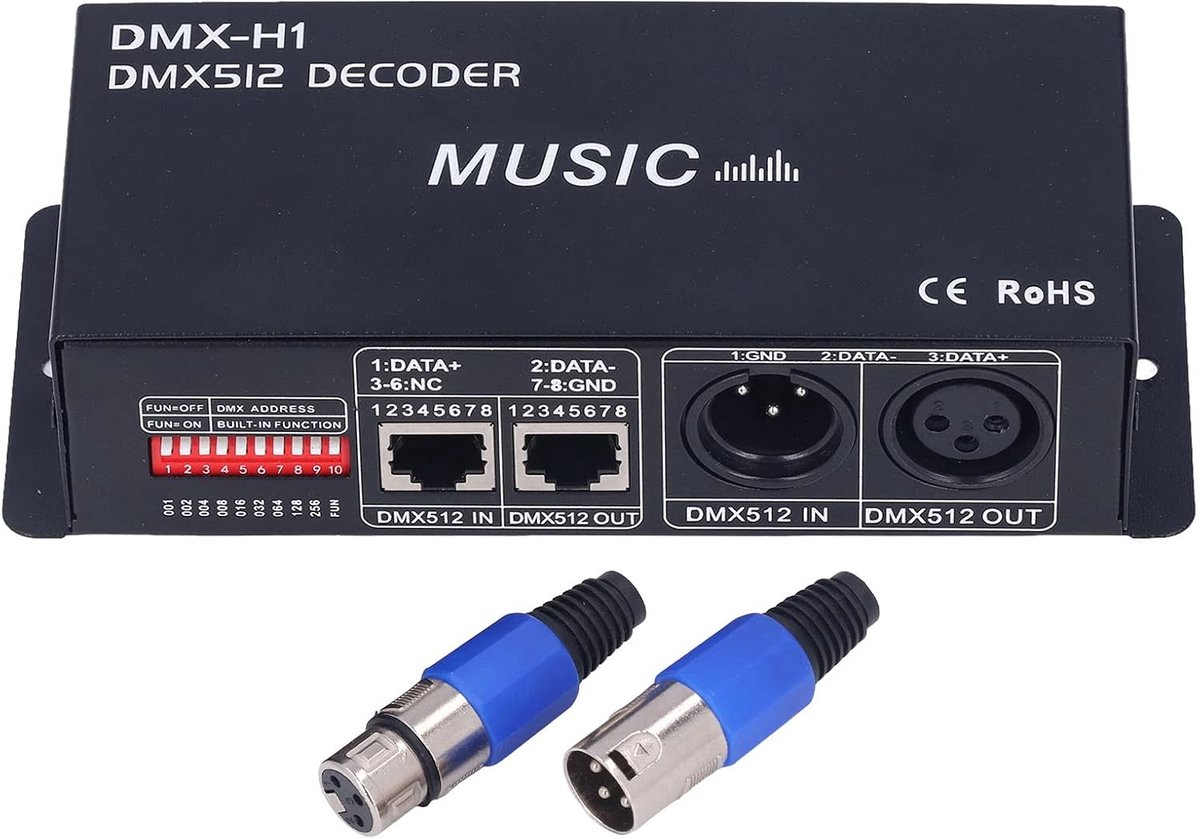 SnelShoppen - 3 Kanaals RGB DMX 512 8A LED Decoder Controller met Dimbaarheid voor Feesten en Hotels - PWM Signaal Omzetter