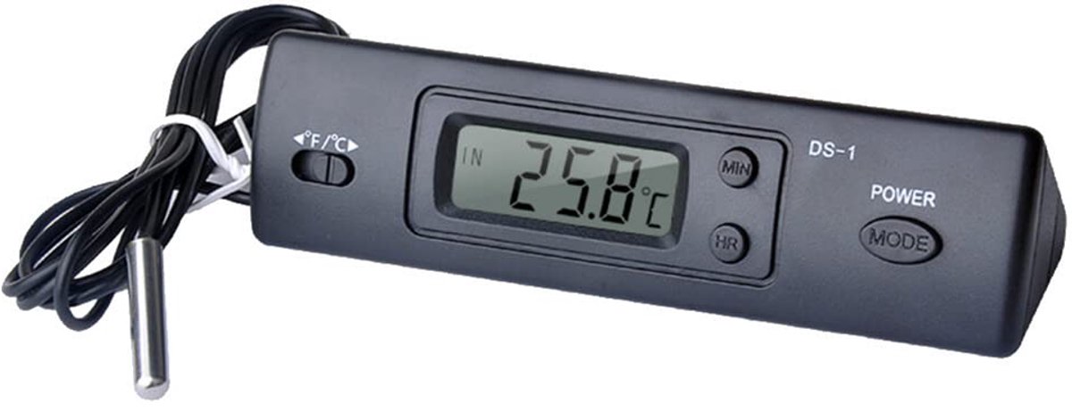 SnelShoppen - Elektronische Thermometer Auto Multifunctionele Tijd Temperatuur Weergave Met Probe - Digitale Temperatuurmeter Voor Auto, Keuken, Campi