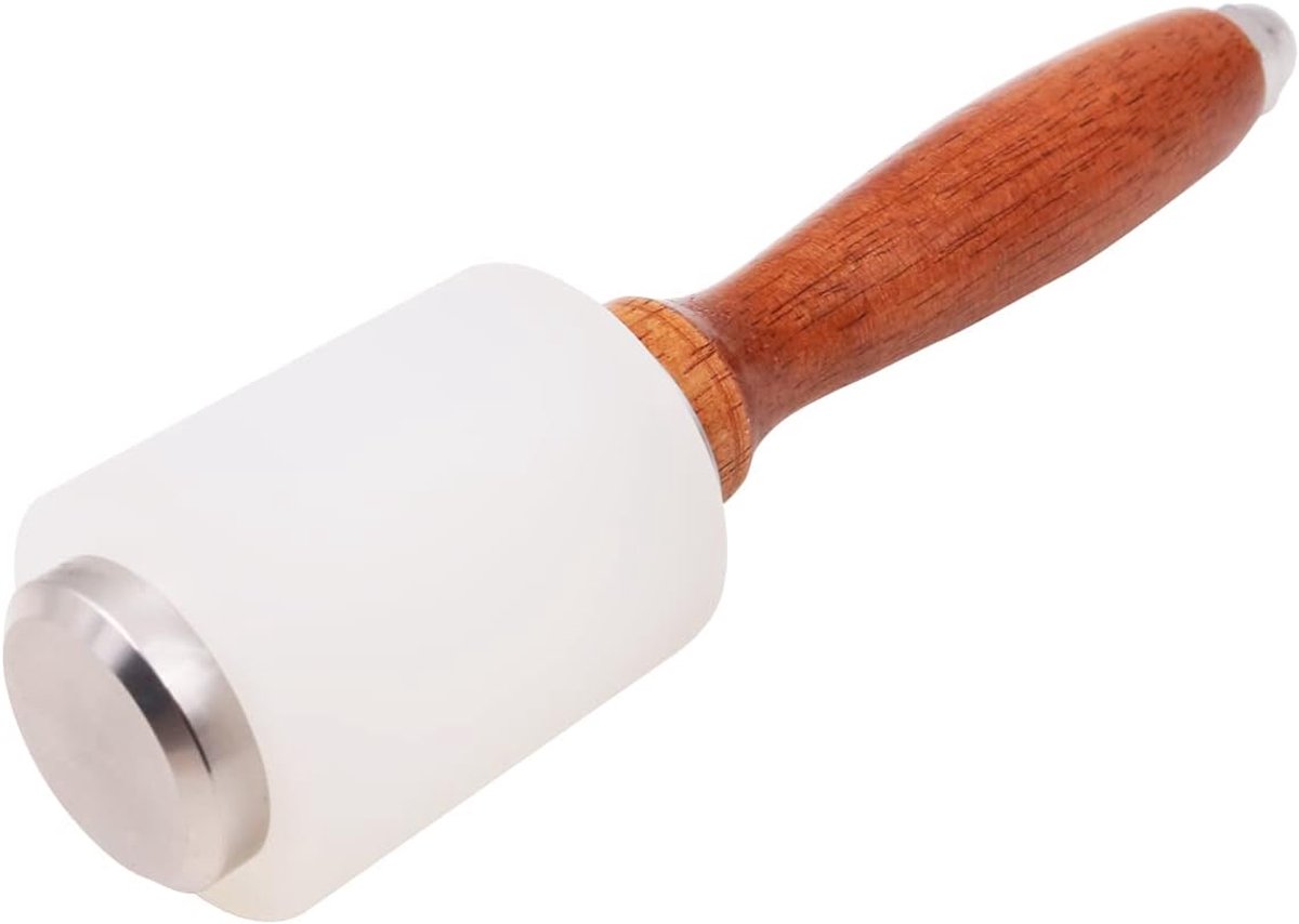 SnelShoppen - Leerhamer Nylon Mallet voor Leerbewerking met Houten Handvat - Duurzaam en Ergonomisch - 21 cm Lang, 0,35 kg - Perfect voor Ambacht en C