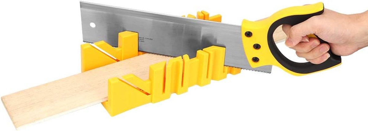 SnelShoppen - Miterbox 12 inch Kunststof Hoekblokken met 14 inch Handzaag, Houtbewerking Gereedschap voor DIY Thuisdecoratie, 22.5°, 45°, 90° Hoeken