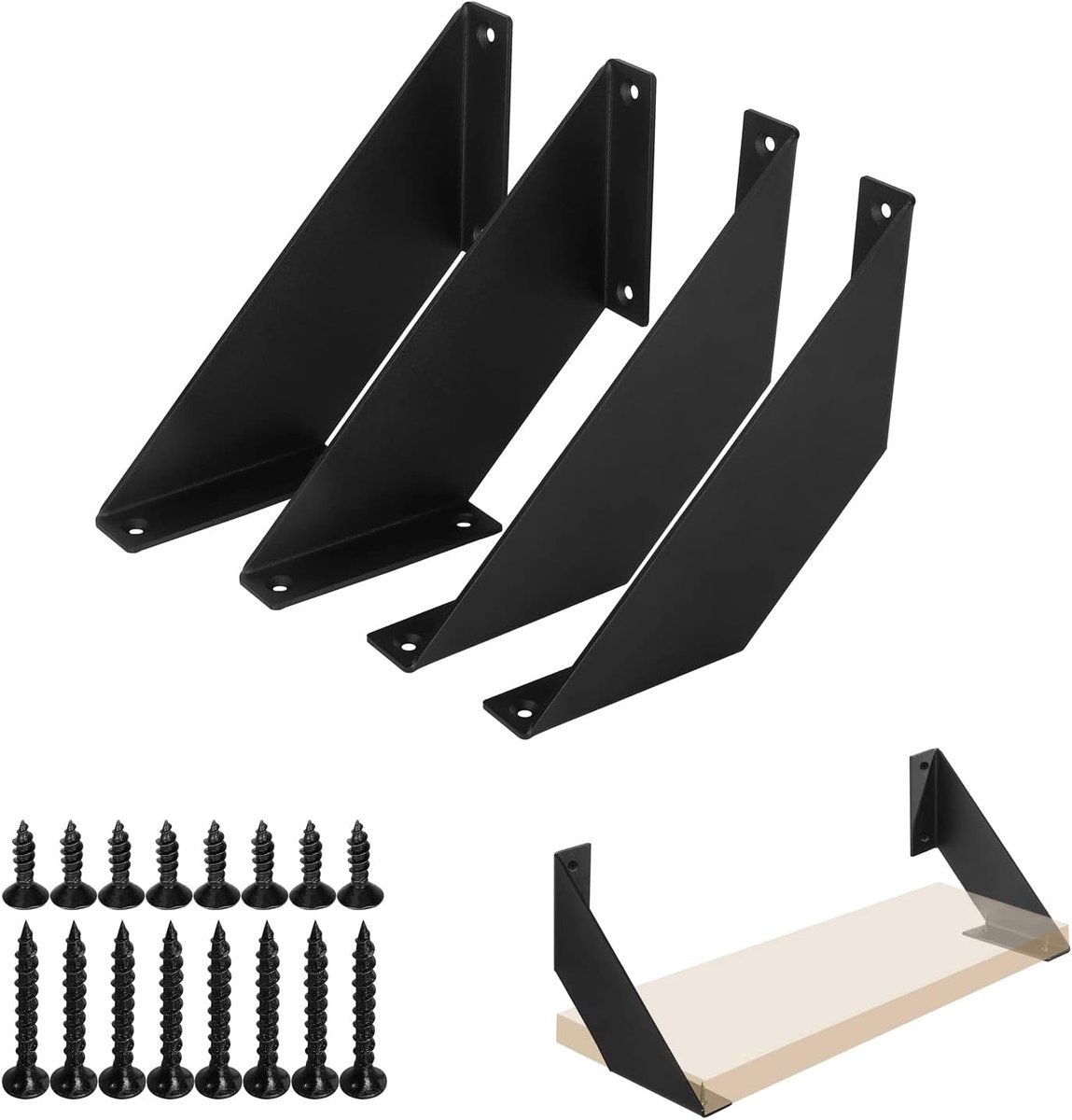 SnelShoppen - Zwarte Planksteunen Metaal 10cm 4 Stuks, Stevige Plankdragers en Steunrekken, 90 Graden Wandgemonteerde Planksteunen