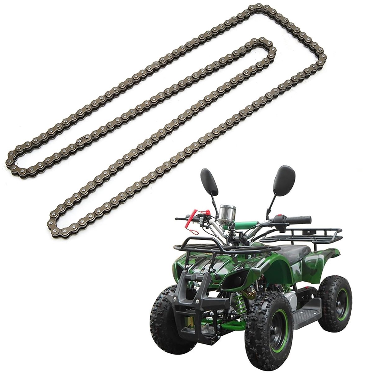 Bike Roller Chain, 25H 158Links Stainless Steel Chain Replacement Fits for Pocket Bike Mini Quad ATV Scooter - ShopVlot