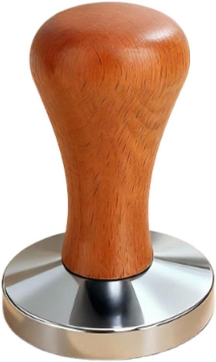 Koffie Tamper - Espresso Drukker - Koffie Bereiden - Ergonomische Houtgreep - 51 mm - Zilver