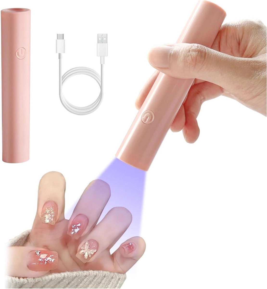 UV Lamp Nagels - Mini Nageldroger - Gelnagels Uitharden - Oplaadbaar Draadloos Gebruik - Compact Formaat - Roze