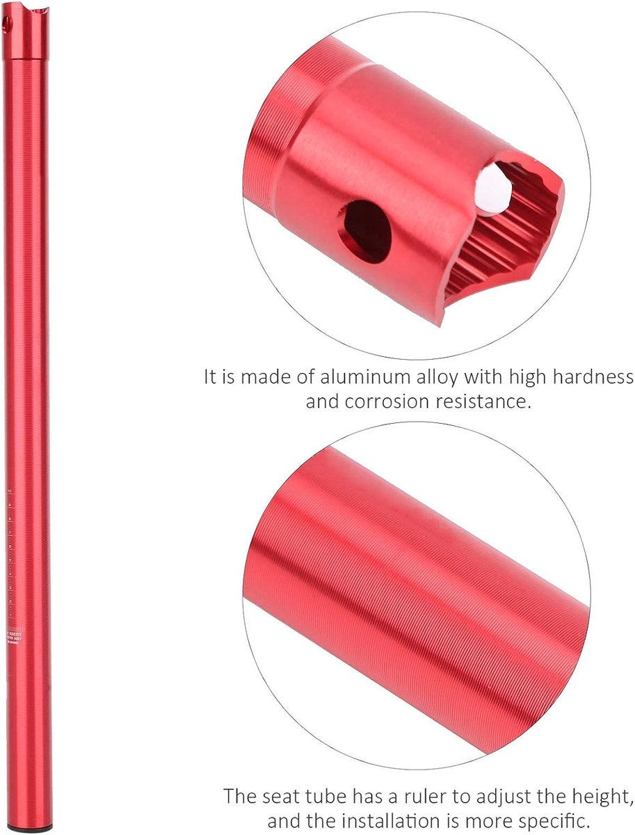 SnelShoppen - Aluminium Fiets Zadelpen 33.9mm Verstelbaar Hoogte Fiets Zadelpen voor Vouwfiets en Mountainbike (Rood)