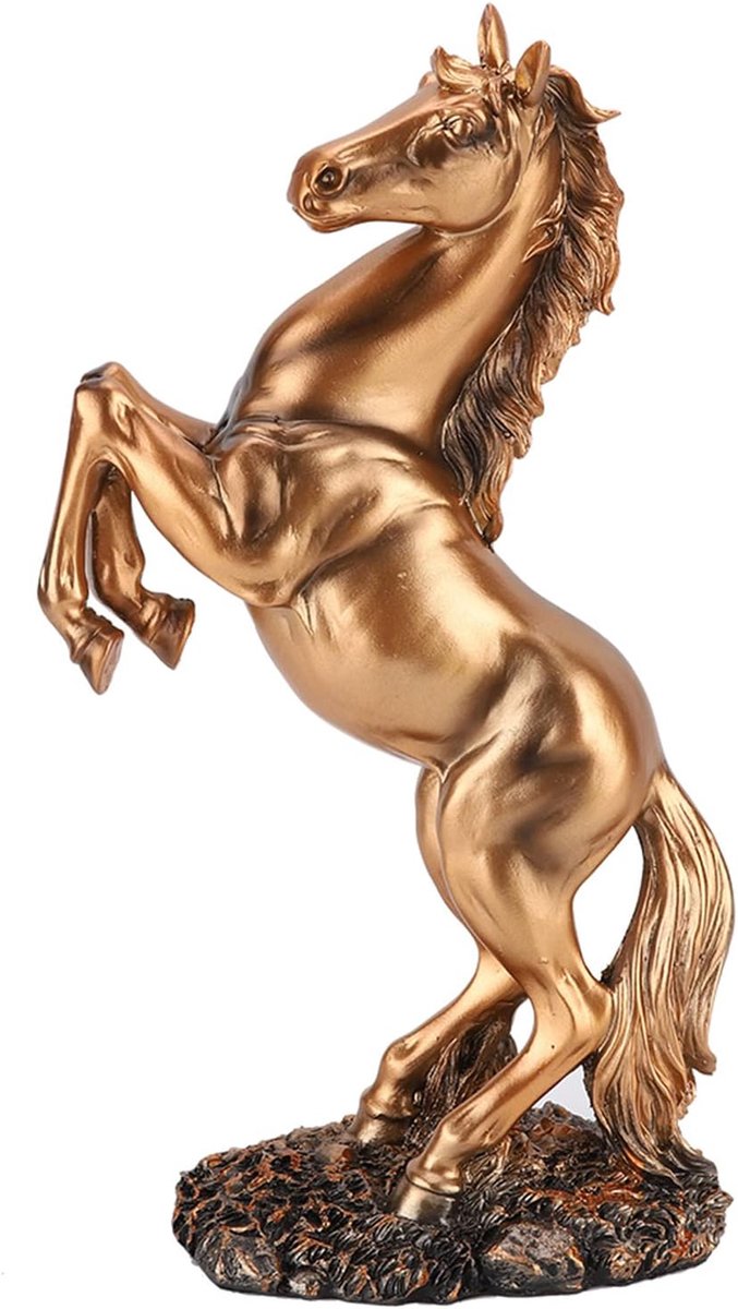 SnelShoppen - Ymiko Paard Standbeeld Paard Sculptuur Europese Stijl Kunstfiguur Decoratieve Beeldjes Woonkamer Kantoor Decoratie Ornament Geel