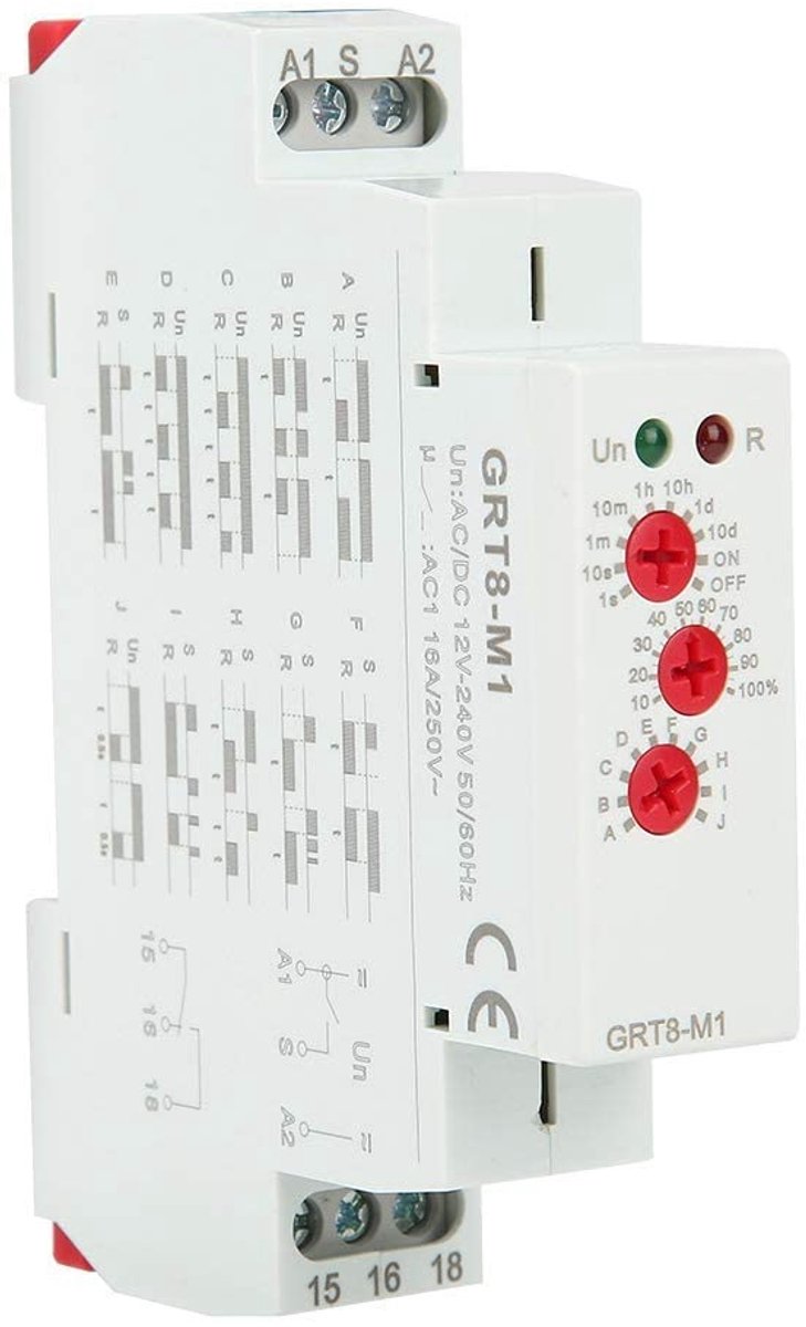SnelShoppen - Multifunctionele Tijdrelais 12V ~ 240V met 10 Functies, 35mm DIN Rail Montage, Vertraging Aan/Uit, Cyclusvertraging, Instelbare Tijd tot