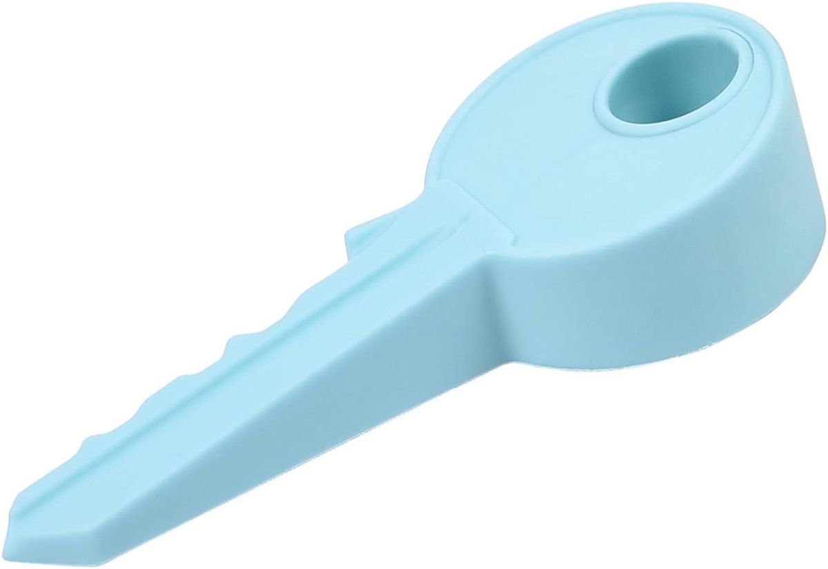 SnelShoppen - Deurstopper Wig Silicone Sleutelvorm Universele Wig Vingerbeschermer Deurstopper voor Thuis Tuin Kantoor (Blauw)