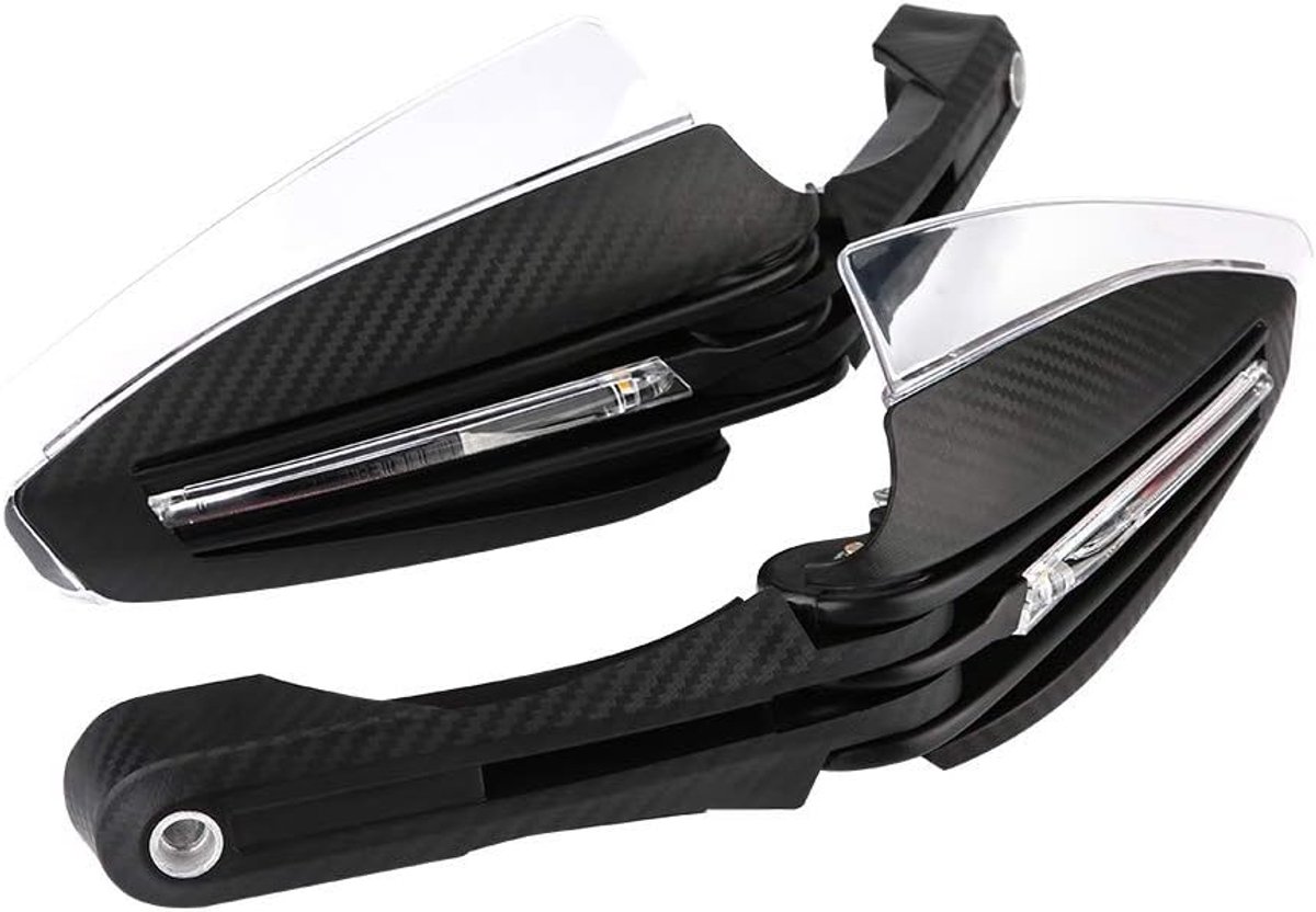 SnelShoppen - Handguards voor Motorfiets - Zwarte ABS Kunststof Handbescherming voor 7/8" (22mm) Stuur - Veiligheid en Decoratie - LED Knipperlicht Be