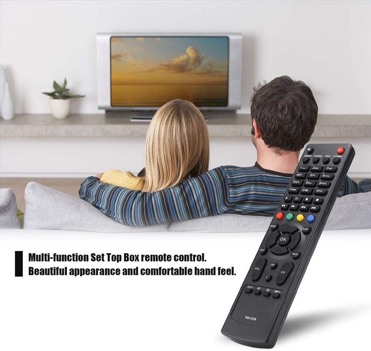 SnelShoppen - Multifunctionele Afstandsbediening voor Set Top Box, RM-E08 Vervangingscontroller, ABS Materiaal, Duurzaam en Gebruiksvriendelijk, Gesch