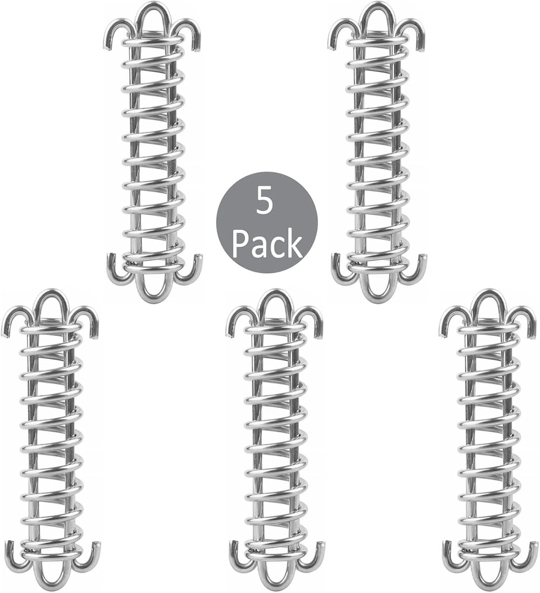 Mein HERZ Tarpaulin Fixing Set, 5 Pieces Spring Hooks, Stainless Steel, Installation Kit for Sun Sails and Awnings - ShopVlot