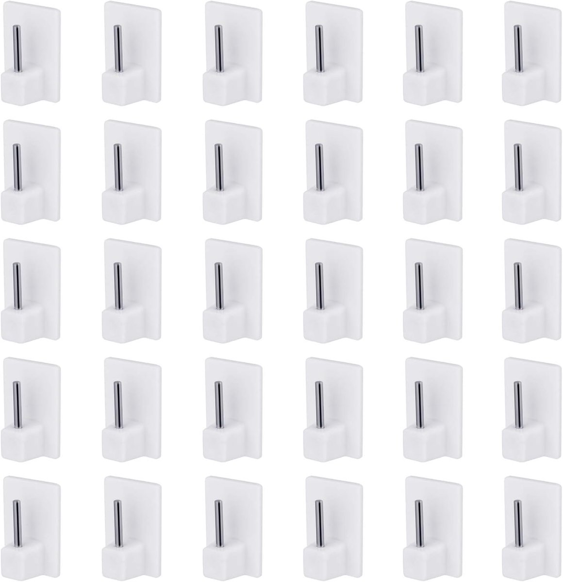 SnelShoppen - 30 x Zelfklevende Gordijnhaken, Adhesive Hooks voor Gordijnstangen, Gordijnhouders, Wit, Eenvoudig te Installeren, Duurzaam en Stabilite