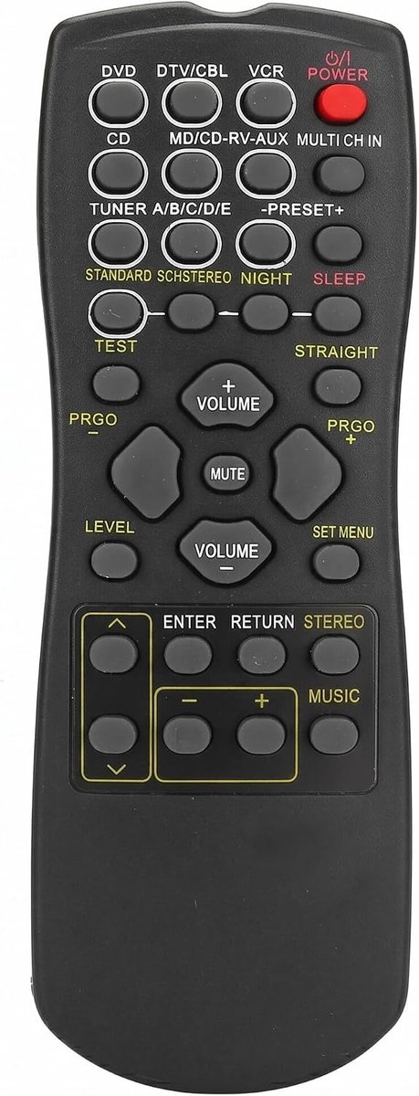 SnelShoppen - Vervangende afstandsbediening voor TV en AV-receivers - Geschikt voor Yamaha RAV22 RX-V459 RX-V357 HTR5830 - Duurzaam ABS materiaal - To
