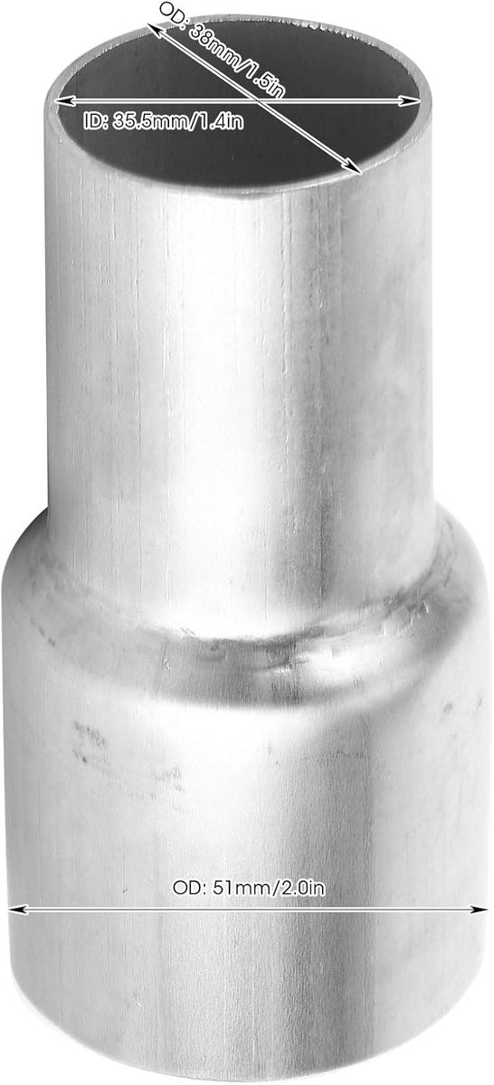 SnelShoppen - Universele Uitlaatpijp Adapter Reducer RVS 2 inch OD naar 1,5 inch OD - Geschikt voor Universele Demper en Uitlaatpijpen