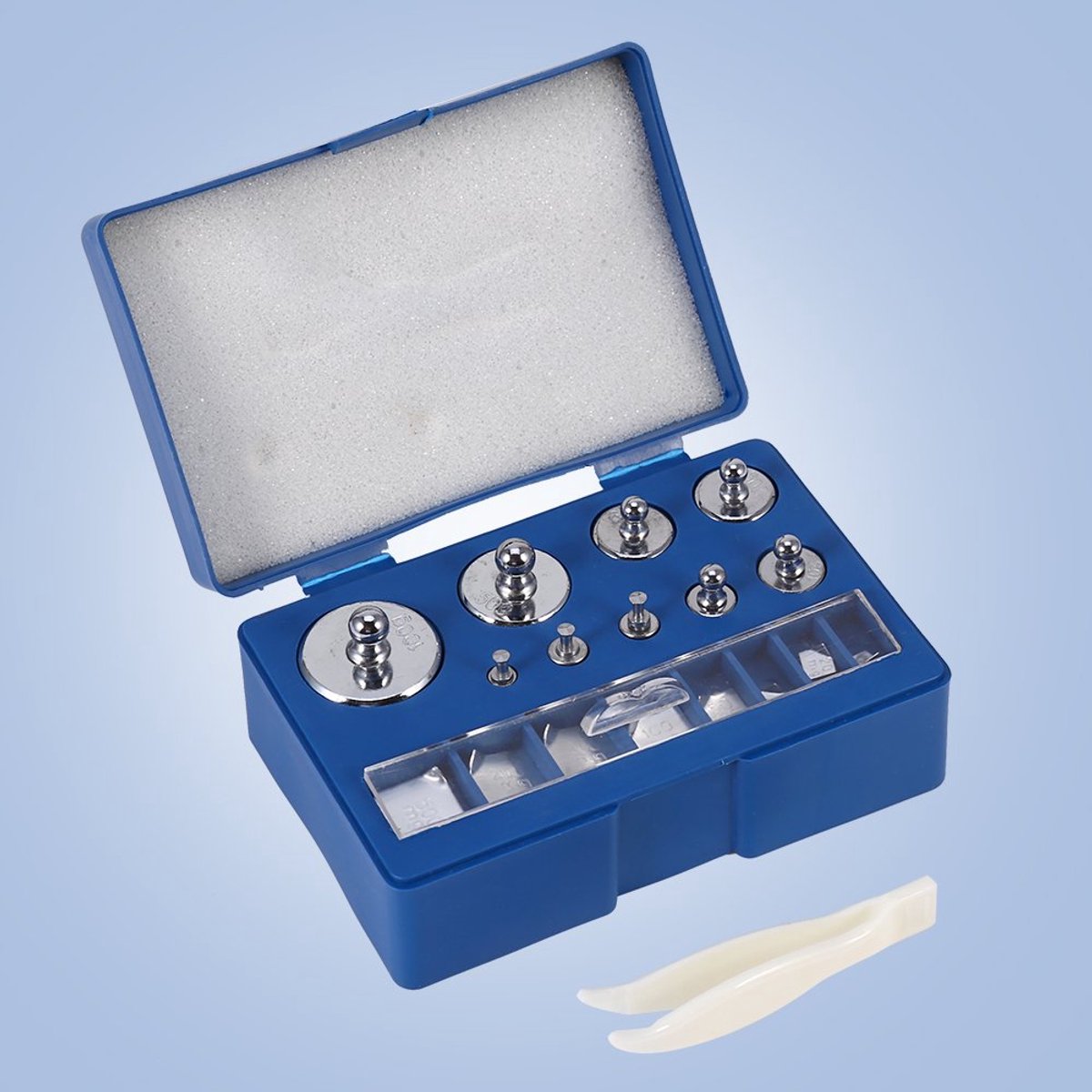 SnelShoppen - Kalibratiegewicht Set 17 Stuks Precisie Gewichten Kit van 10Mg tot 100G met Opslagdoos en Pincet voor Weegschaal Kalibratie