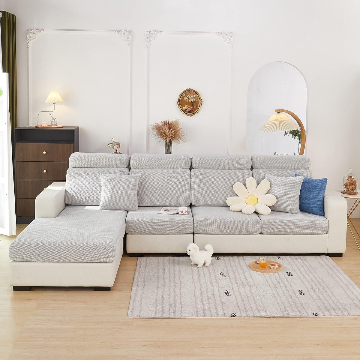 Stretchbare Sofa Hoes, Universele Elastische Anti-Slip Bescherming voor L-vormige Bank, Meubelhoes voor Sofa en Chaise Lounge