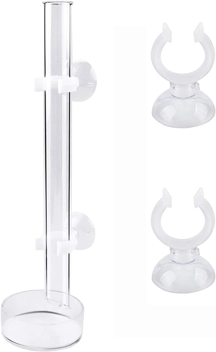 SnelShoppen - Aquarium Voedingsbuis van Glas met Garnalen Schaal en 2 Zuignappen (20 cm) Voor Tropische Vissen en Garnalen