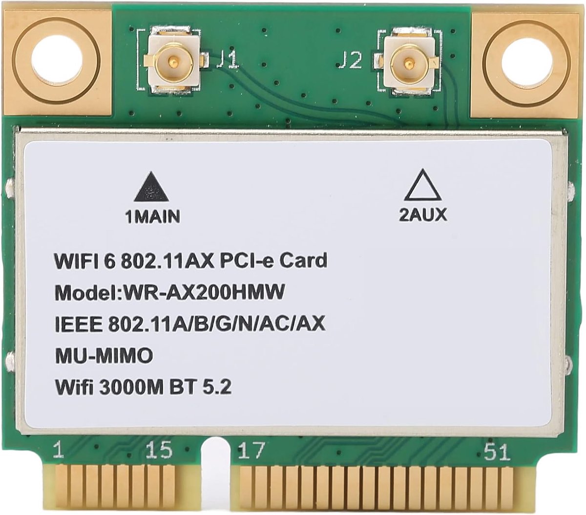 SnelShoppen - Wireless WiFi Kaart AX200HMW 2.4G/5G Dual Band Netwerkkaart voor Laptop, 2974M WiFi6 met Bluetooth 5.2 Mini PCI-E, 802.11 A/B/G/N/AC/AX