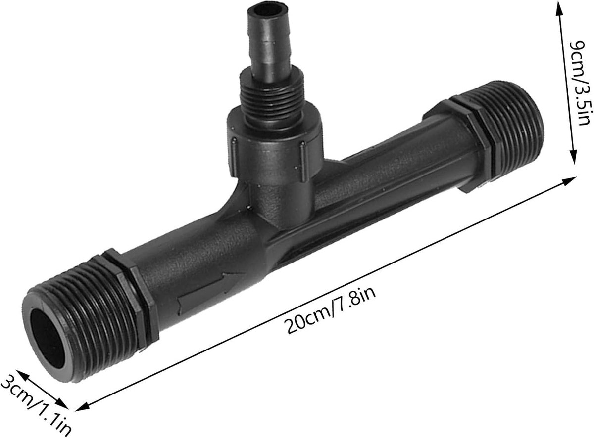 SnelShoppen - 1/2 Inch, 3/4 Inch, 1 Inch Kunststof Venturi Injectie Tuit voor Tuinirrigatie - Waterbesparende Meststoffen Injector - Zwart - Duurzaam