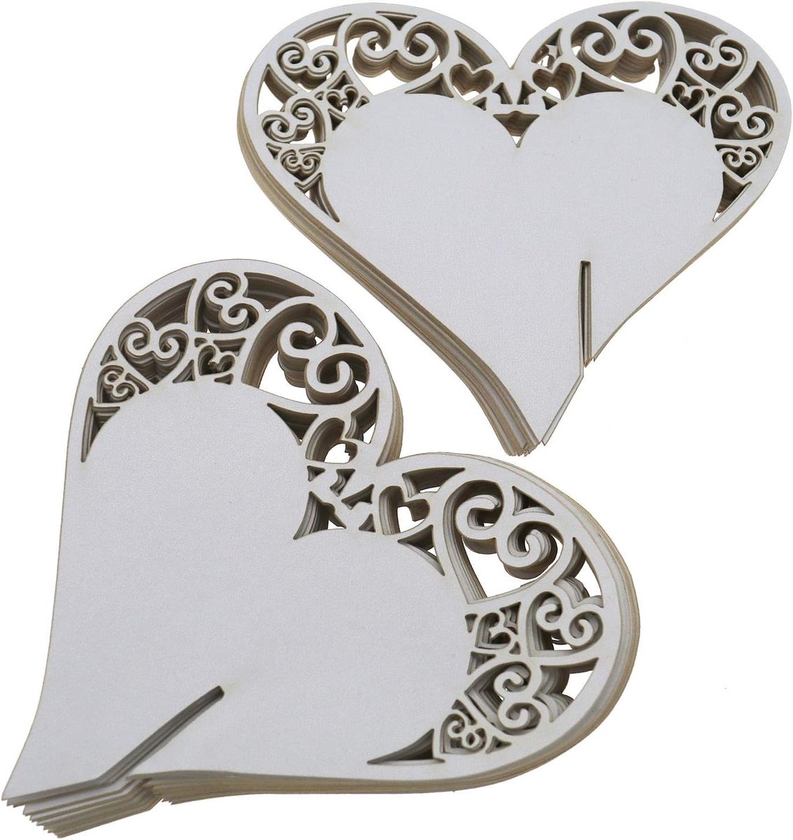 SnelShoppen - Create Idee Pakket van 50 Gelaserd Witte Liefde Hart Tafel Naam Plaatskaart Wijnglas Kop Trouwerij Decoratie