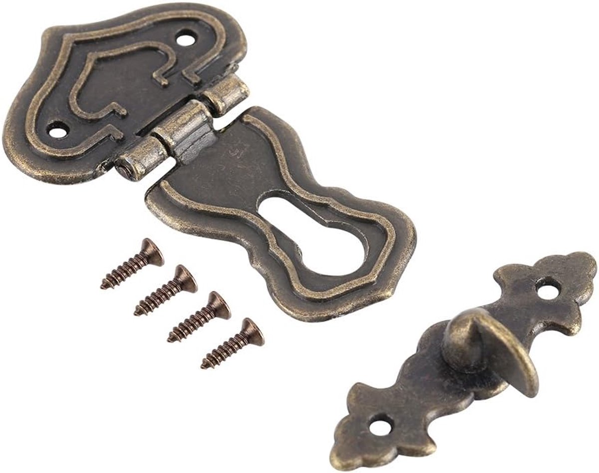 SnelShoppen - 10 Stuks Vintage Hasp Sluiting Hasp Slot Latch Decoratief Retro Bronzen Gegraveerde Ontwerpen voor Houten Dozen, Sieradenbox, Cadeaudoze