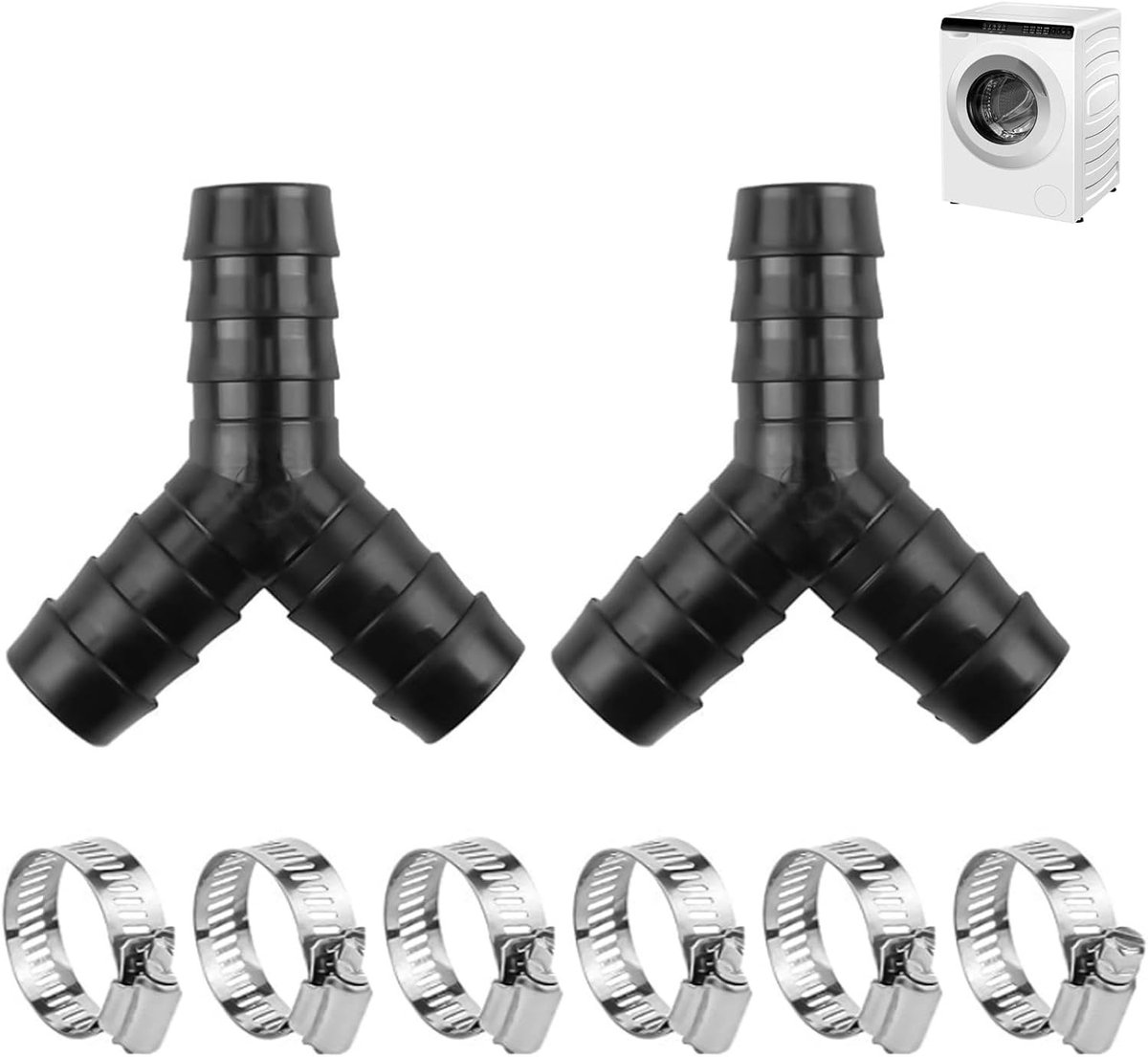 2 Pcs Y Hose Fittings, 2 Way Y Distributor with 3 Metal Clamps, Heat Resistant Socket and Chemicals for Kitchen - ShopVlot
