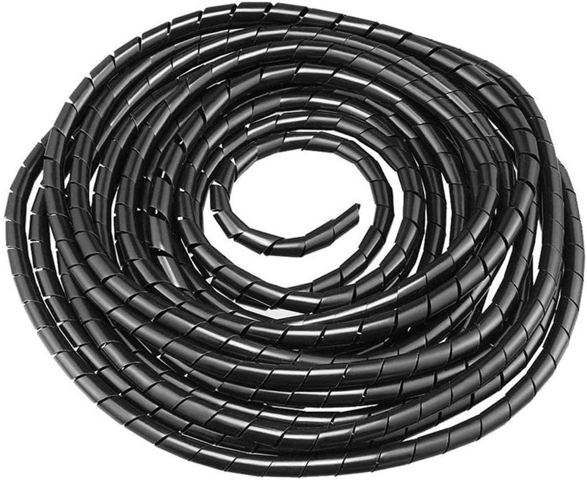 SnelShoppen - Kabelslang, Spiralband, Kabelaansluiting, Kabelbescherming, Flexibele Spiralenslang, Kabelorganisatie, Zwart, 12 mm Diameter, 7.5 m Leng