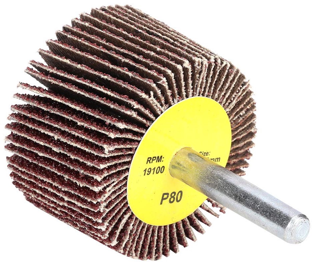 SnelShoppen - 10x Schuurwiel Slijpschijf Polijstschijf met 6mm as - 40x25mm - Hoogwaardige Emerydoek - Voor RVS en Metaal - Efficiënt, Stil en Duurzaa