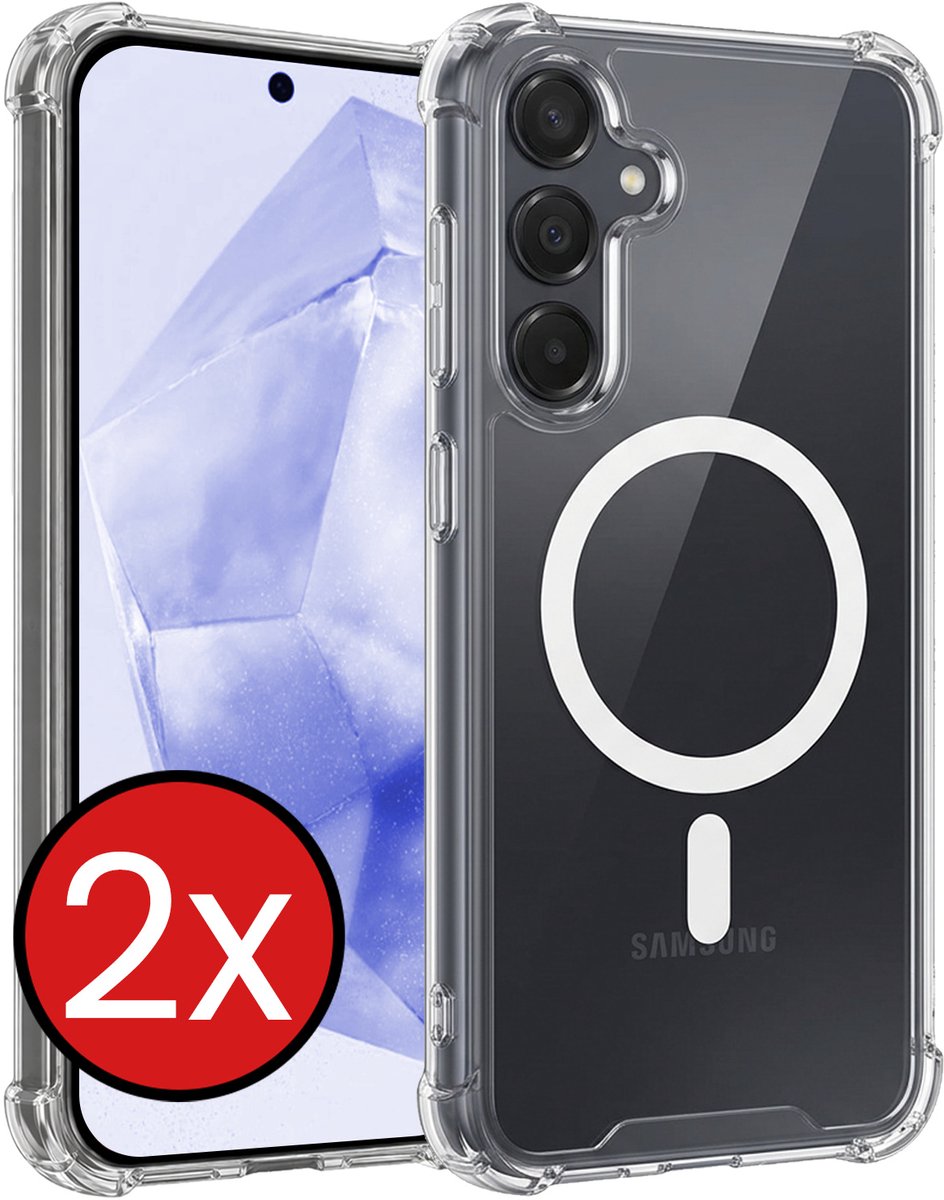 Hoesje - 2 Stuks - Geschikt voor Samsung Galaxy A35 - Magsafe Compatible - Sterk & Shockproof - Shock Proof Case - Back Cover - Telefoon Hoes - Telefoonhoes - Transparant