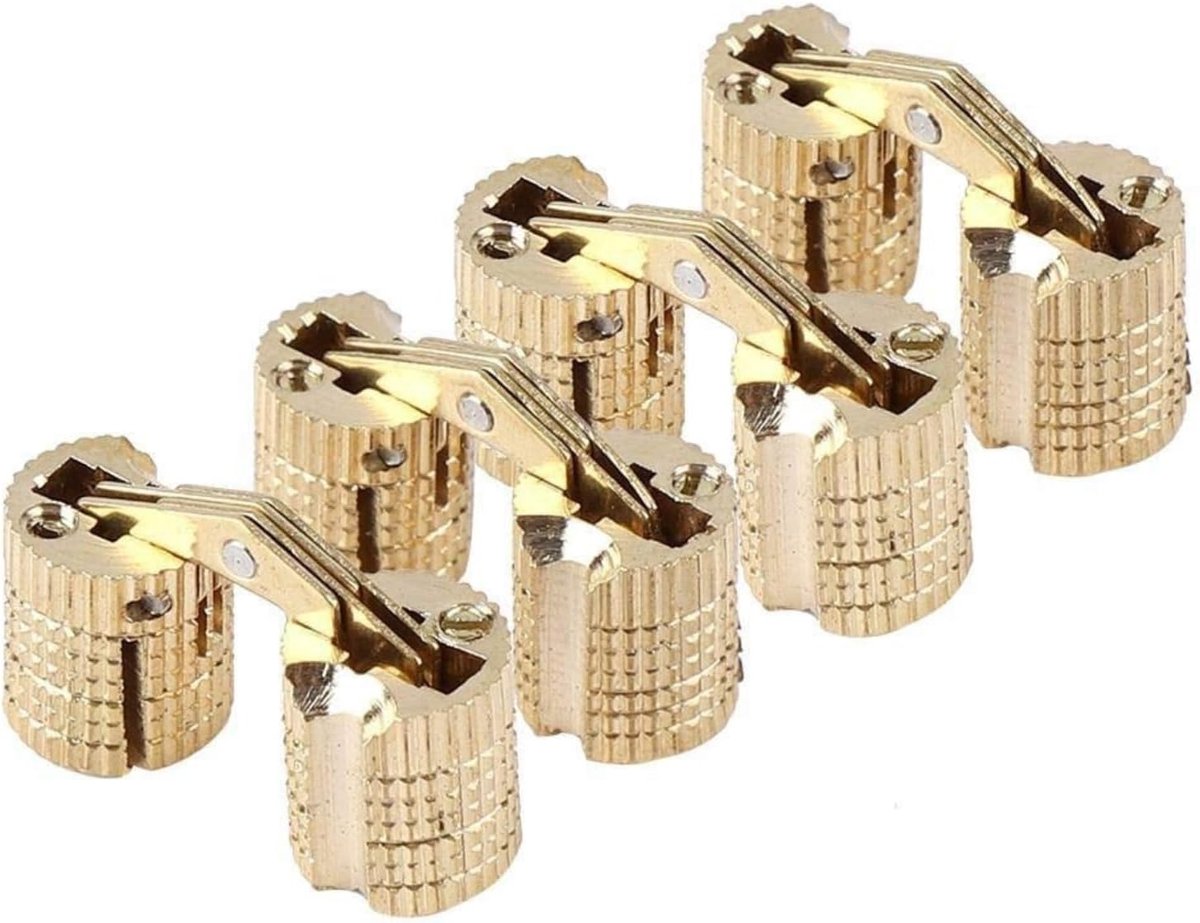 SnelShoppen - 4 stuks Verborgen Barrel Scharnieren 8mm Opening Hoek 180° van Koper en Messing, Roestvrij, Stil en Duurzaam voor Meubel, Kast, Deur en