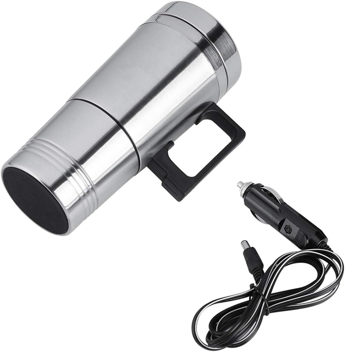 SnelShoppen - 12V/24V Beheizte Reisbeker 300ML - Draagbare Auto Waterkoker - RVS Warmwaterbereider - Elektrische Thermo Koffietas met Auto Zigarettena