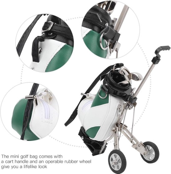 Golf Pen Set - Bureau Decoratie - Bureau Organiseren - Mini Golf Tas - 3 Pennen - Groen Wit van GOLF — afbeelding 2