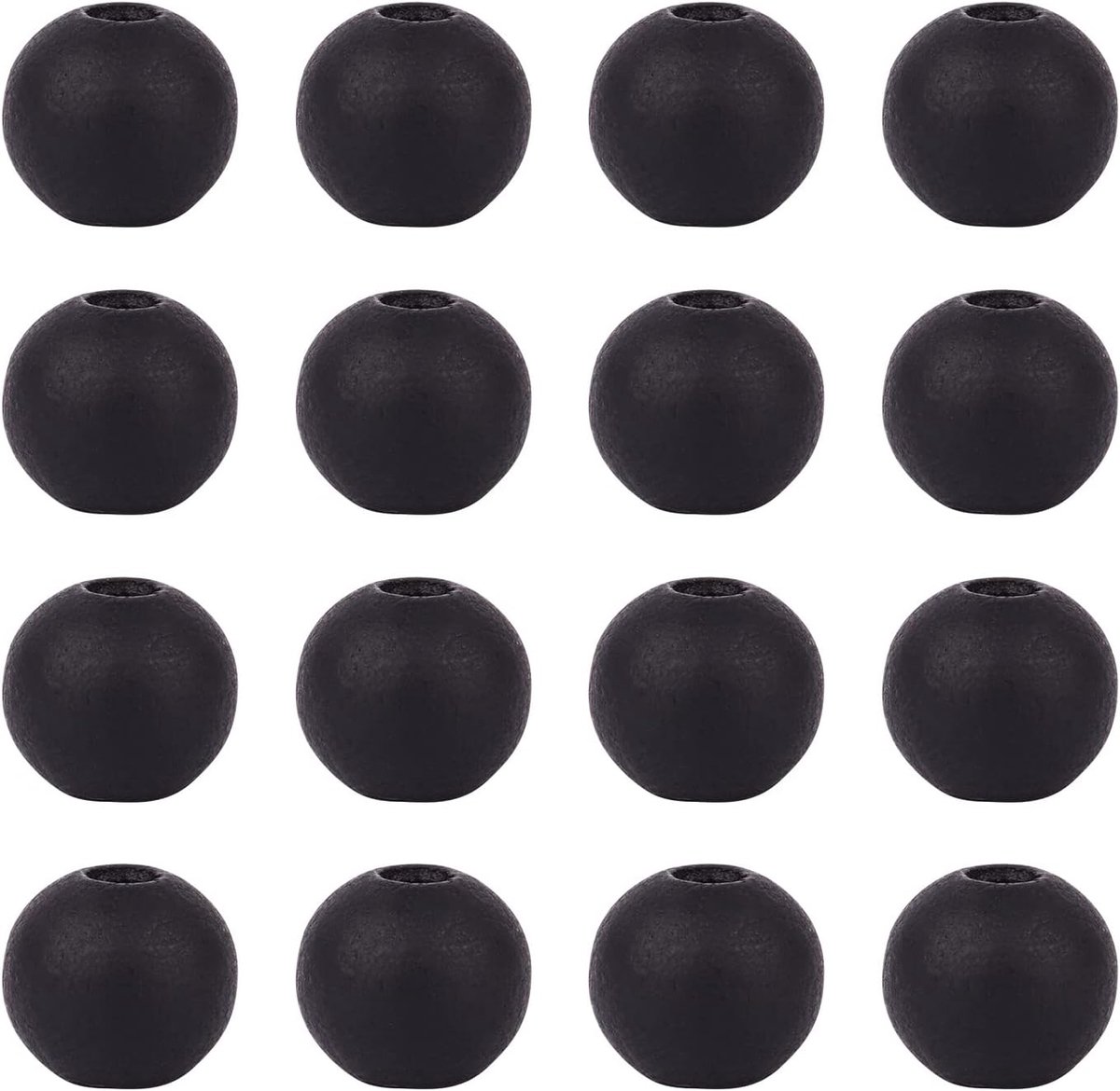 Cheriswelry Black Dyed Natural Round Wood Beads 12mm Matte Ball Wooden Spacer Loose Beads for Jewelry Making 3mm Hole - ShopVlot