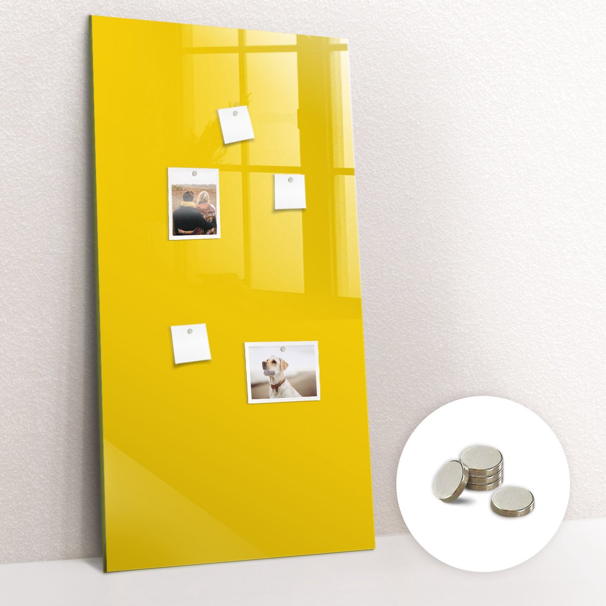Tulup Glassboard - Lichtgele kleur Magneetbord - 70 cm x 100 cm - Magnetisch Bord Kind - Organizer Muur - Magneetbord Rechthoekig Geel - Gratis 5 Sterke Magneten - Magnetisch Wandbord - Magnet Board