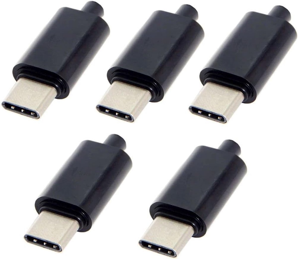 SnelShoppen - 5 Stuks 24-pins USB 3.1 USB-C Mannelijke Stekker SMT Type met 3mm SR Behuizing voor Zelf Solderen